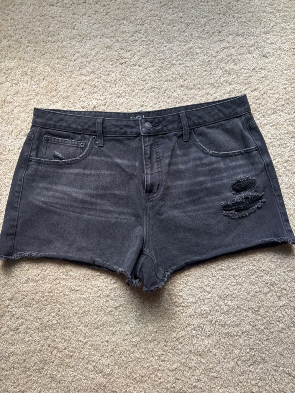 Time and Tru Black Distressed Denim Cutoff Shorts
